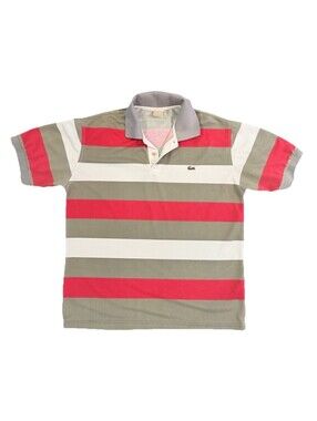 Rare Vintage Lacoste French Made Striped Polo XL Grandpacore Indie Prep